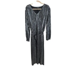 Vero Moda Curvy Black Silver Shimmer Long Dress Cocktail Party XS/14 Small flaw